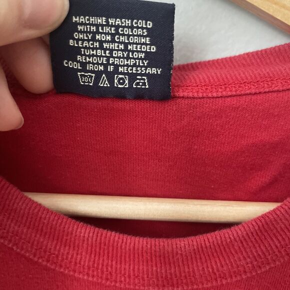 Vintage American Eagle Distressed Graphic Embroidered Red Long Sleeve Men’s Sz M - Picture 6 of 6